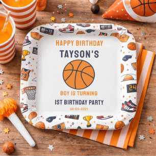 It’s Game Time Basketball 1st Birthday Rookie Year Paper Plate