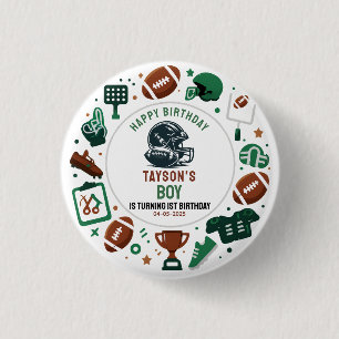 It’s Game Time Football 1st Birthday – Fun Kids  3 Cm Round Badge