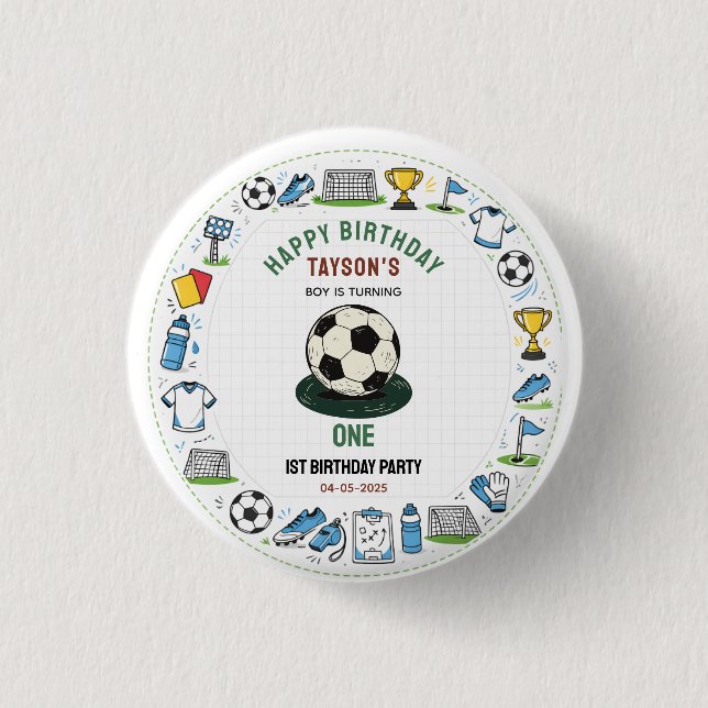 It’s Game Time football 1st Birthday – Fun Kids  3 Cm Round Badge (Front)