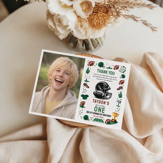 It’s Game Time football 1st Birthday Thank You Card (It’s Game Time football 1st Birthday Thank You Card
)