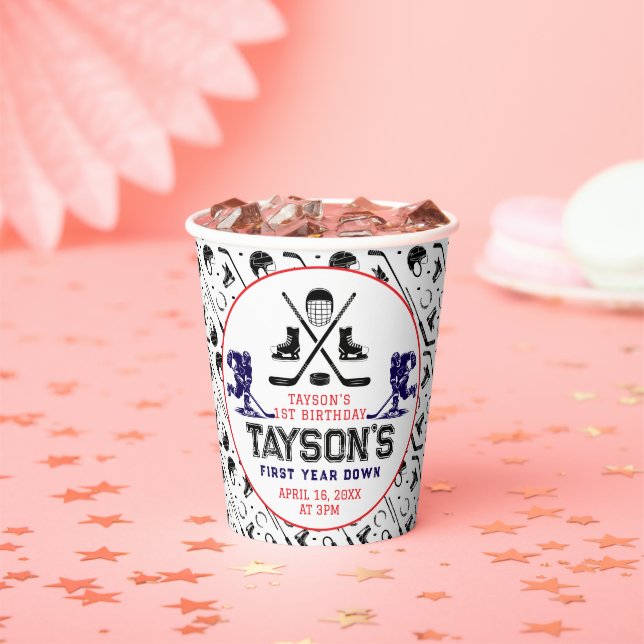  It’s Game Time Hockey 1st Birthday Party  Paper Cups (Insitu)