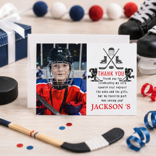 It’s Game Time Hockey 1st Birthday Thank You Card