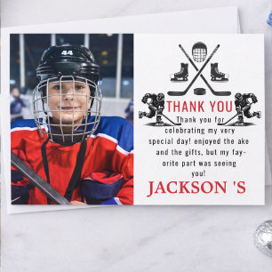  It’s Game Time Hockey 1st Birthday Thank You Card