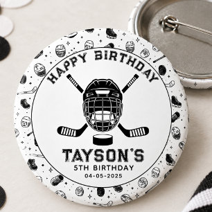 It’s Game Time Hockey 5th Birthday Party  3 Cm Round Badge