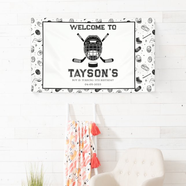 It’s Game Time Hockey 5th Birthday Party Banner (Insitu)
