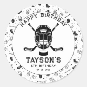 It’s Game Time Hockey 5th Birthday Party Classic Round Sticker