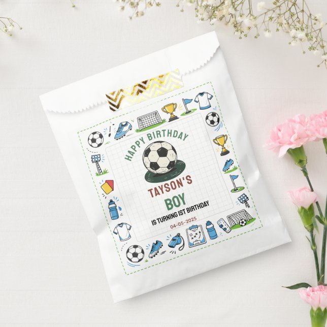 It’s Game Time Soccer 1st Birthday – Fun Kids  Favour Bags (Sealed)