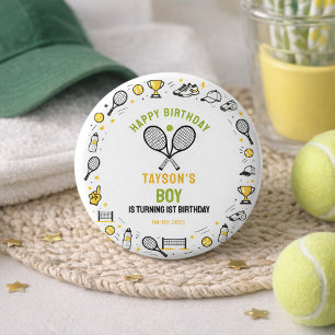 It’s Game Time Tennis 1st Birthday – Fun Kids  3 Cm Round Badge