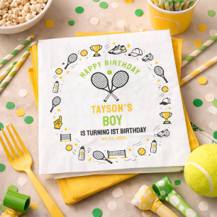 It’s Game Time Tennis 1st Birthday – Fun Kids Napkin