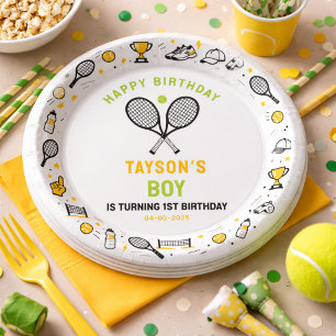 It’s Game Time Tennis 1st Birthday – Fun Kids Paper Plate