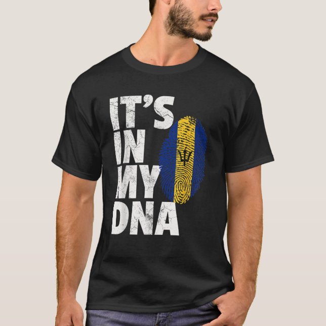 IT S IN MY DNA Barbados Flag Men Women Pride Roots T-Shirt (Front)