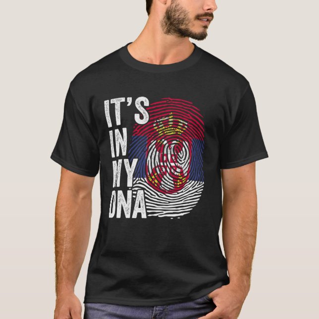 It s In My DNA Cool Srbija Fingerprint Serbia Serb T-Shirt (Front)