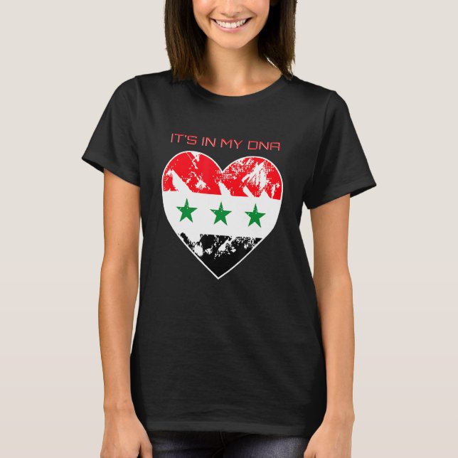 It S In My Dna Iraq   Proud Iraqi Heart Flag T-Shirt (Front)