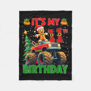 It’s My 11th Birthday Gingerbread Monster Truck Ch Fleece Blanket