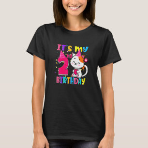 It S My 2Nd Birthday  2 Year Old Girl  Cat T-Shirt