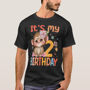 It s My 2nd Birthday Girl Baby Monkey Flower 2 Yea T-Shirt