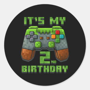 It’s My 2nd Birthday Shirt Gamer Video Game Party Classic Round Sticker