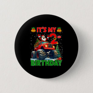 It’s My 2nd Birthday Xmas Santa Monster Truck Chri 6 Cm Round Badge