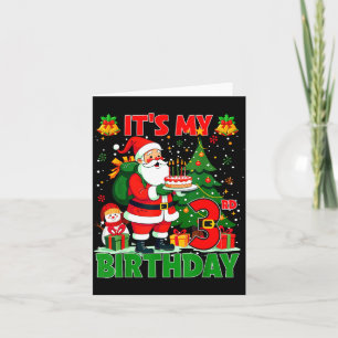 It’s My 3rd Birthday Santa Christmas Outfit 3 Year Card