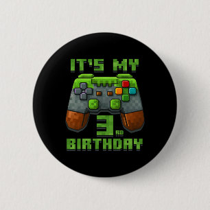 It’s My 3rd Birthday Shirt Gamer Video Pixel Game  6 Cm Round Badge