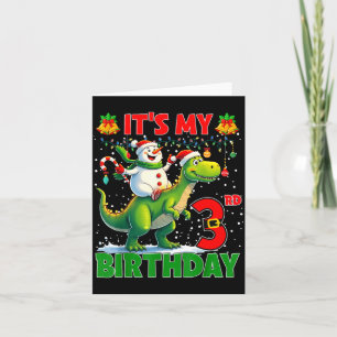 It’s My 3rd Birthday Xmas Snowman Riding Dinosaur  Card