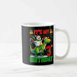 It’s My 3rd Birthday Xmas Snowman Riding Dinosaur  Coffee Mug