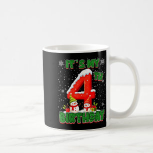 It’s My 4th Birthday Christmas Snowman 4 Year Old  Coffee Mug
