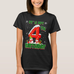 It’s My 4th Birthday Christmas Snowman 4 Year Old T-Shirt