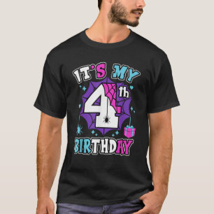 It s My 4th Birthday Spider Web Theme Party 4 Year T-Shirt
