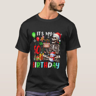 It s My 50th Birthday Christmas Santa Skeleton Fun T-Shirt