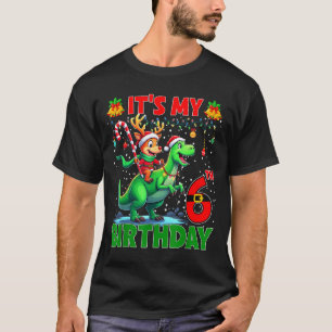 It’s My 6th Birthday Xmas Reindeer Riding Dinosaur T-Shirt