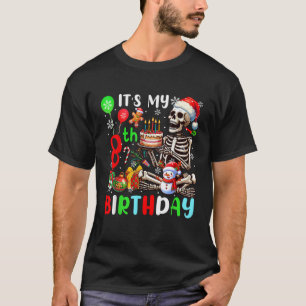 It s My 8th Birthday Christmas Santa Skeleton Funn T-Shirt
