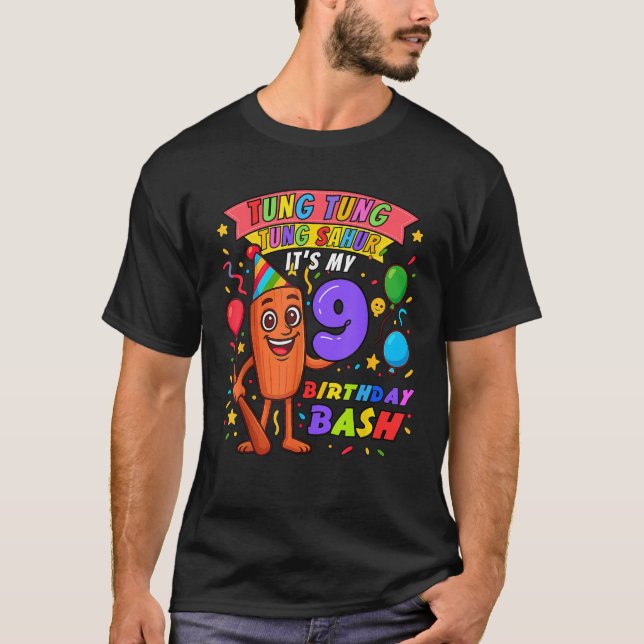 It s My 9Th Birthday Tung Tung Tung Sahur Italian  T-Shirt (Front)