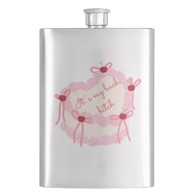 It’s My Bachelorette | Coquette Cake Bridal Party Hip Flask (Front)