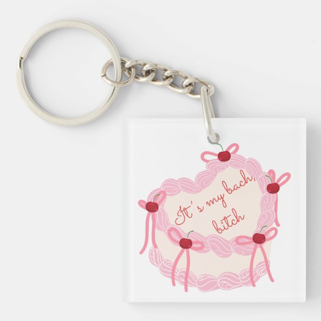 It’s My Bachelorette | Coquette Cake Bridal Party Key Ring (Front)