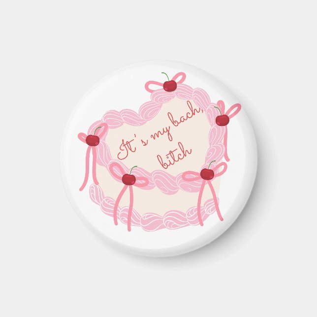 It’s My Bachelorette | Coquette Cake Bridal Party Magnet (Front)