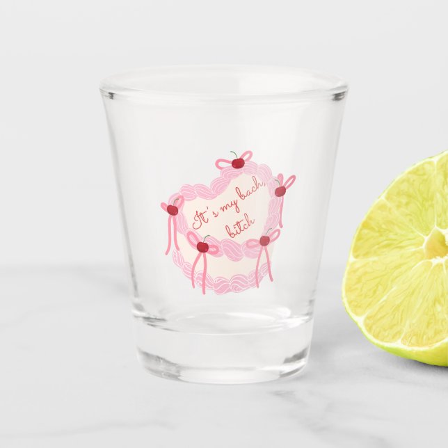 It’s My Bachelorette | Coquette Cake Bridal Party Shot Glass (Front)