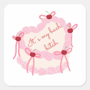 It’s My Bachelorette   Coquette Cake Bridal Party Square Sticker