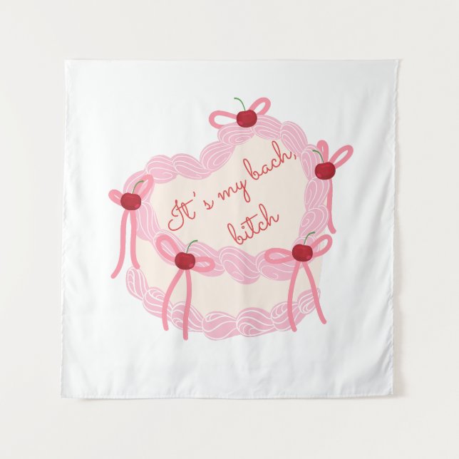 It’s My Bachelorette | Coquette Cake Bridal Party Tapestry (Front)