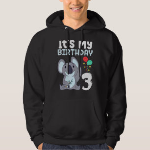 It`s My Birthday 3 Kids Party Themed Koala Birthda Hoodie