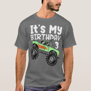 It`s My Birthday 3 Kids Party Themed Monster Truck T-Shirt