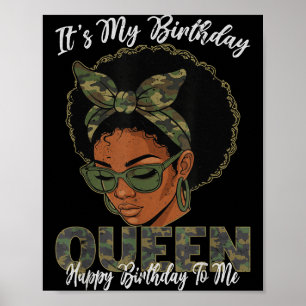 It’s My Birthday Queen Black Girls Birthday Afro Q Poster