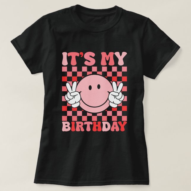It’s My Birthday – Retro Smiley Art T-Shirt (Design Front)