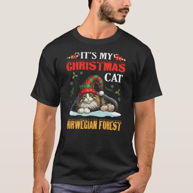 It’s My Christmas Cat NORWEGIAN FOREST Merry Day M T-Shirt (Front)