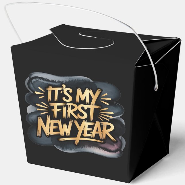 It’s My First New Year in Black and Gold  Favour Box (Back)