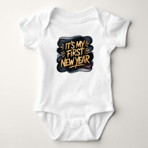 It’s My First New Year in Black and Gold Gift Baby Bodysuit