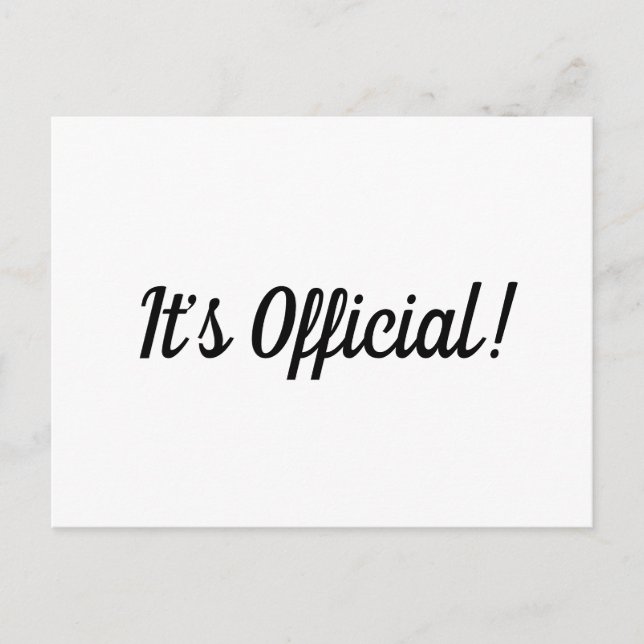 It’s Official! Elopement Wedding Announcement Postcard (Front)