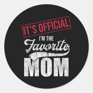 It&#; s Official I&#; m The Favourite Mum Retro Pa Classic Round Sticker