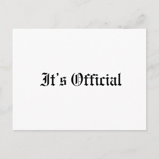 It’s Official Rustic Gothic Wedding Announcement Postcard (Front)