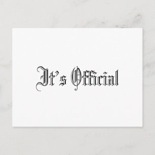 It’s Official Simple Gothic Wedding Announcement Postcard